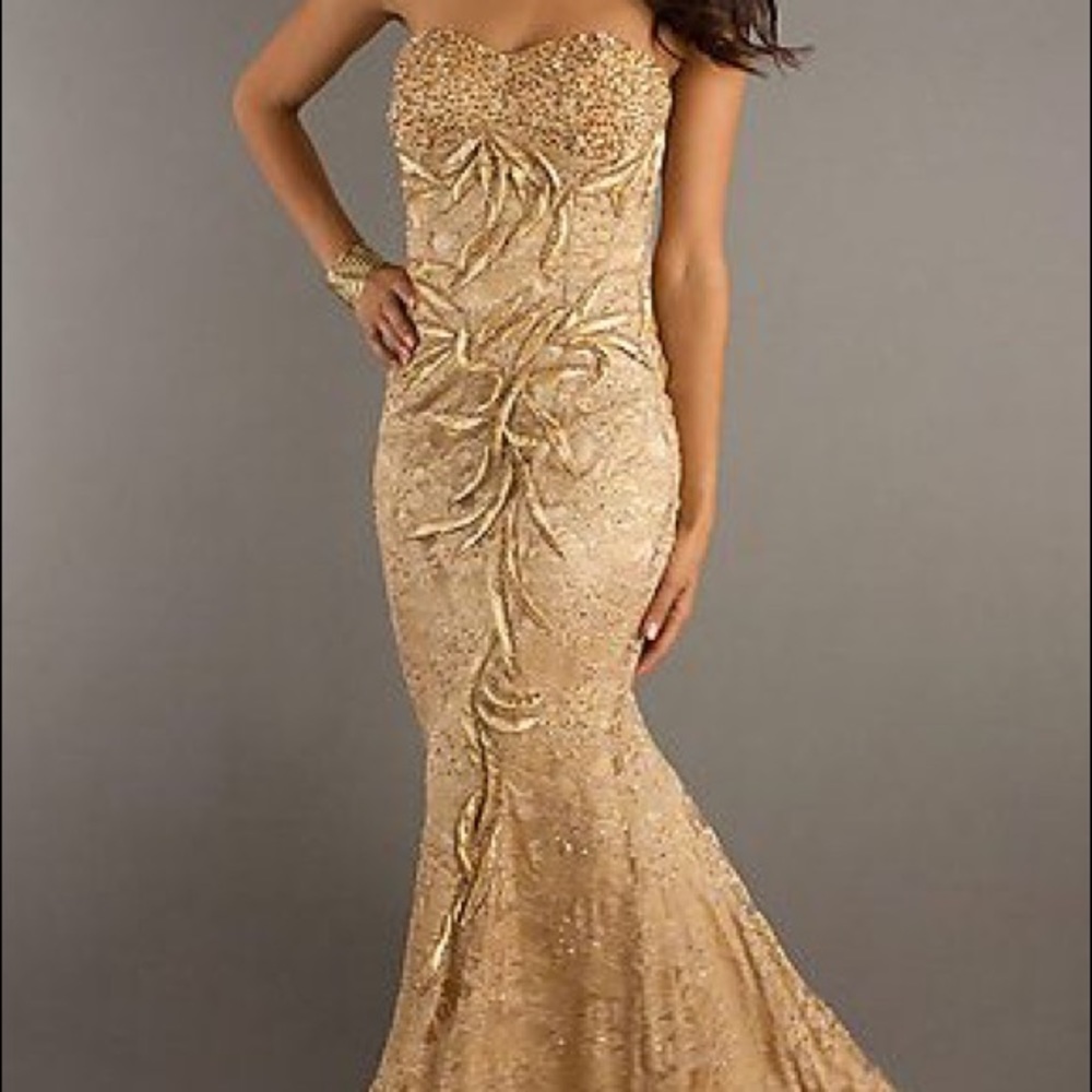 Strapless Gold Dress